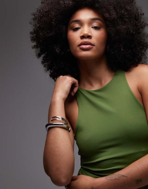 Top verde ceñido con espalda de nadadora de punto de Topshop, 4 de 4