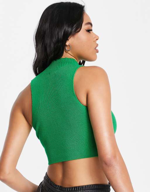 Top verde con detalle de copas de punto de canalé de Missy Empire (parte de un conjunto), 2 de 4