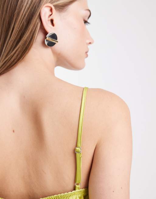 Top verde lima de tirantes con detalles lenceros de satén de ASOS DESIGN, 4 de 4