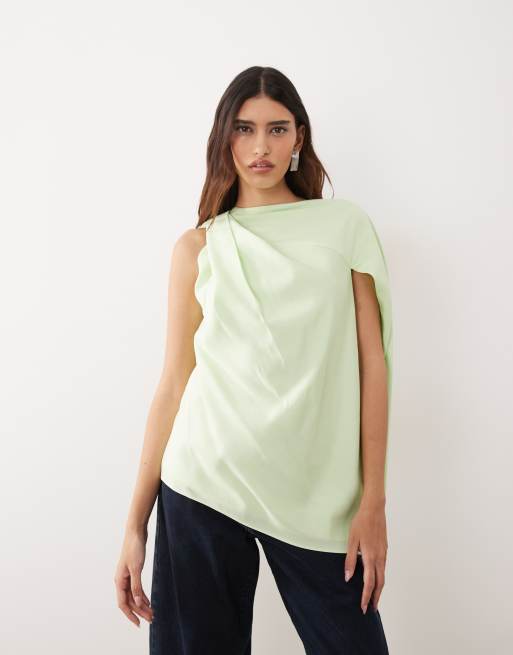 Top verde lima pastel con espalda escotada y detalle colgante de ARRANGE, 4 de 4