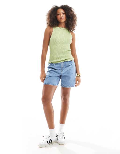 Top verde pistacho de tirantes con cuello barco de punto de canalé de ASOS DESIGN, 3 de 4