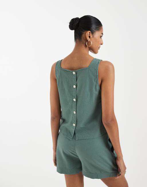 Top verde sin mangas con detalle de botones en la espalda de Vero Moda (parte de un conjunto), 4 de 4