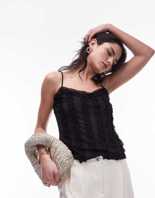 トップス louren sheer ruffle camisole sheer ruffle camisole – louren store