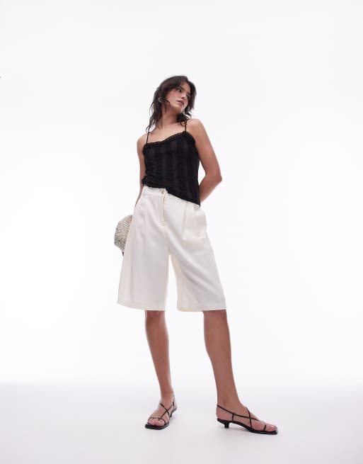 Tophop sheer ruffle cami in black | ASOS