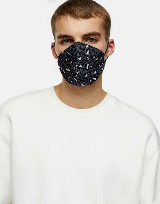 Topman 2 pack animal print fashion face covering in black, 2 of 3