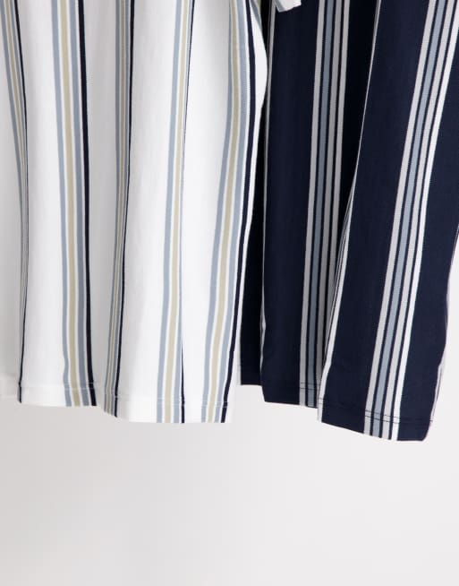 Topman 2 pack classic fit stripe t-shirt in multi, 3 of 4