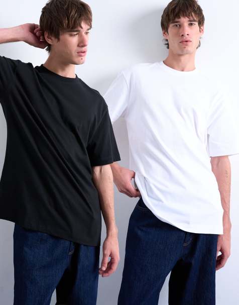 Topman 2 pack classic fit t-shirt in black and white - view 1