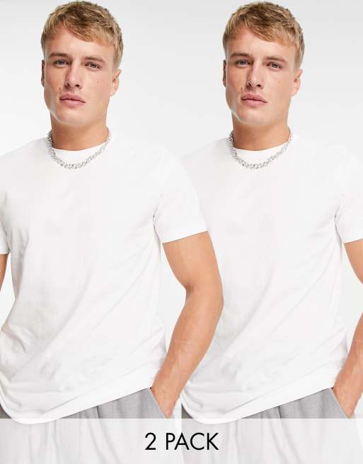 Topman 2 pack classic fit t-shirt in white