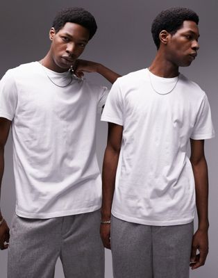 Topman 2 pack classic fit t-shirt in white
