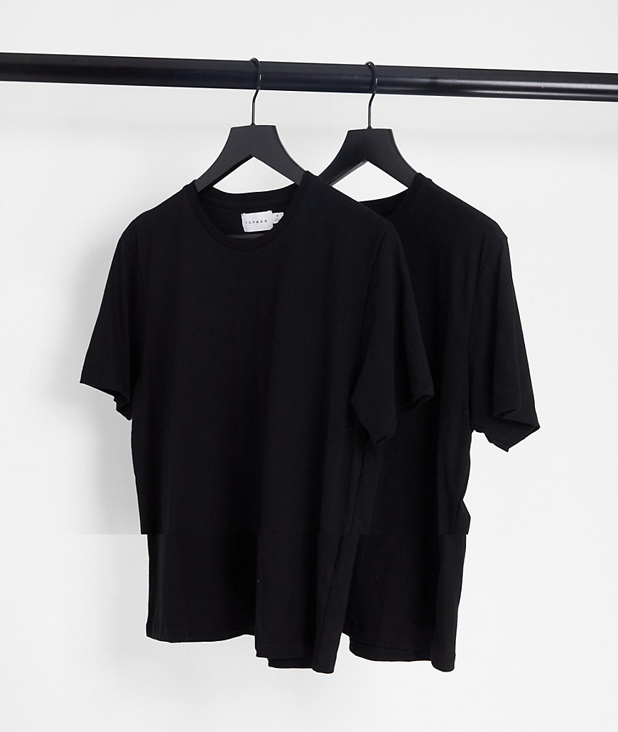 Topman 2 pack classic t-shirt in black