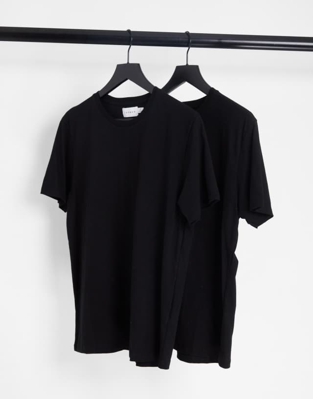 Topman 2 pack classic t-shirt in black