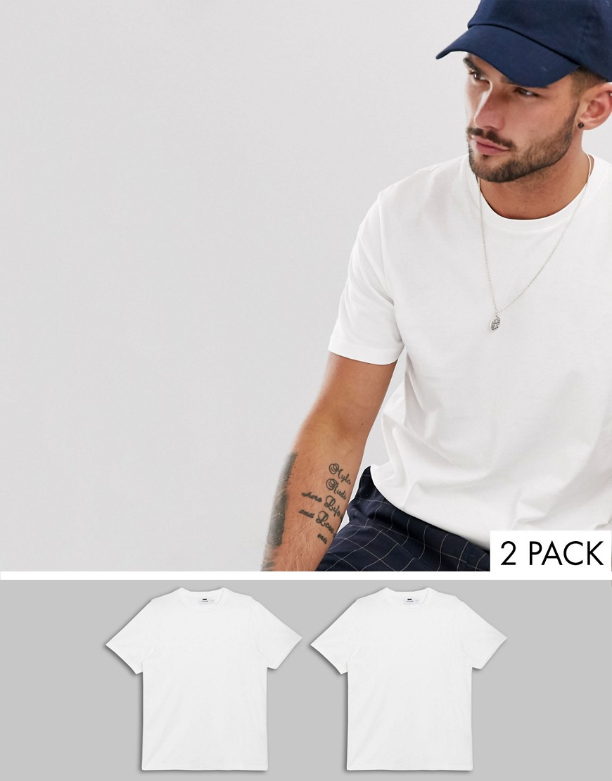 Topman 2-pack crew neck T-shirts in white
