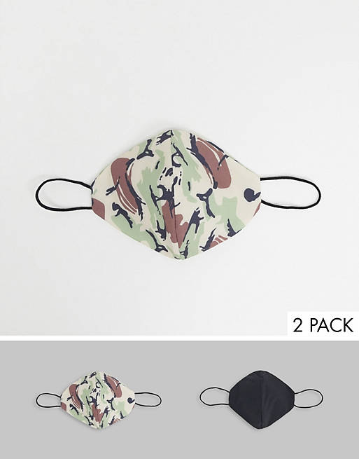 Topman 2 pack face coverings in camo