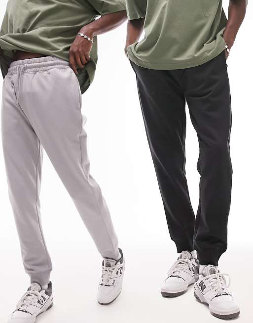 Topman 2 pack jogger in black and grey