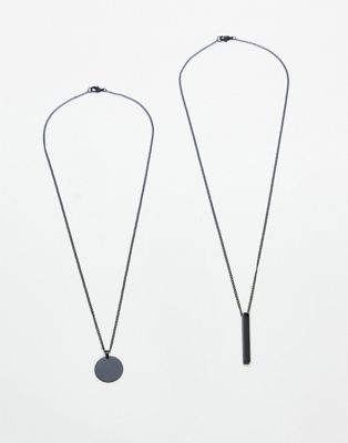 Topman 2 pack necklace with tag and stick pendant