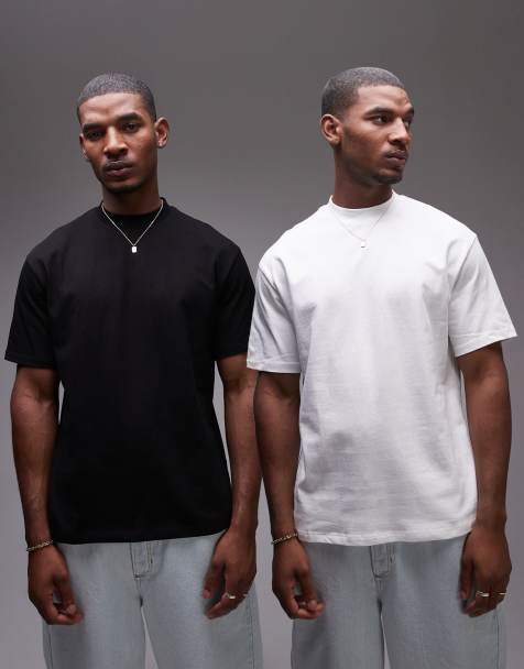 Topman 2 pack oversized fit t-shirt in black and white - view 1