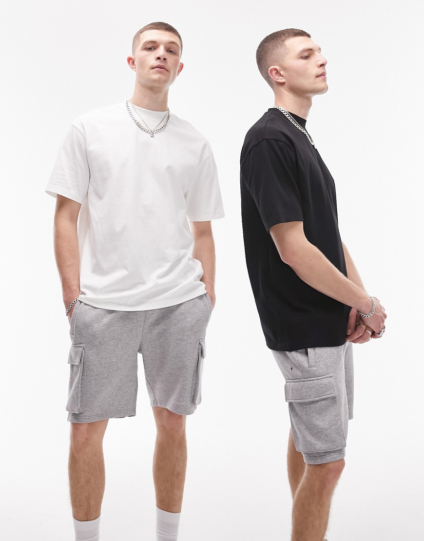 Topman 2 pack oversized fit t-shirt in white and black-Multi