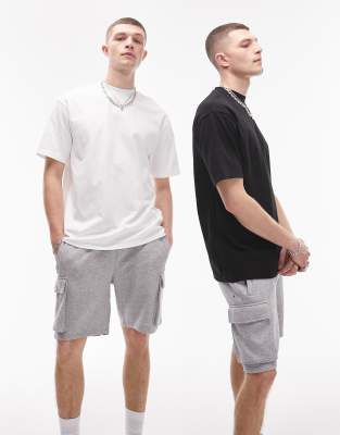 Topman 2 pack oversized fit t-shirt in white and black | ASOS