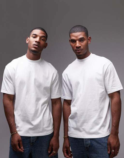 Topman 2 pack oversized fit t-shirt in white