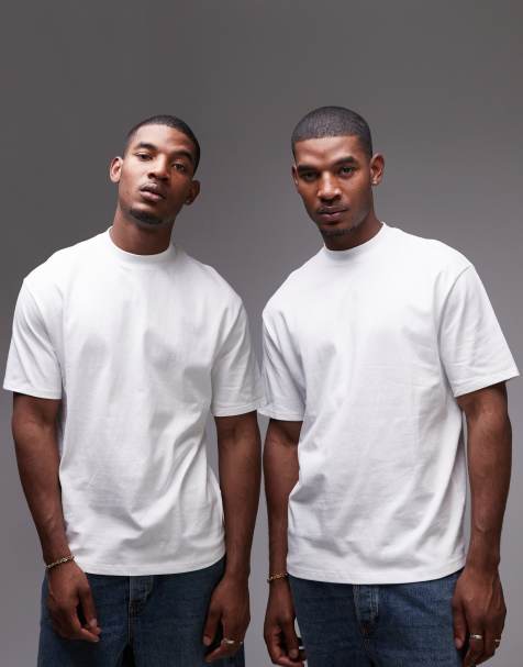 Topman 2-pack oversized fit T-shirts in white - view 1