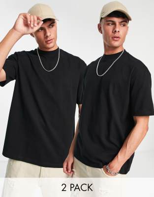 Topman 2 pack oversized t-shirt in black - ASOS Price Checker
