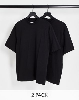Topman 2 pack oversized t-shirt in black