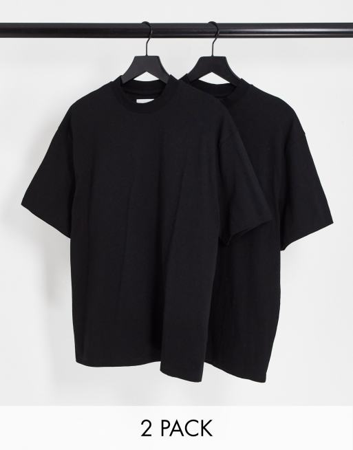 Topman 2 pack oversized T-shirt in black | ASOS