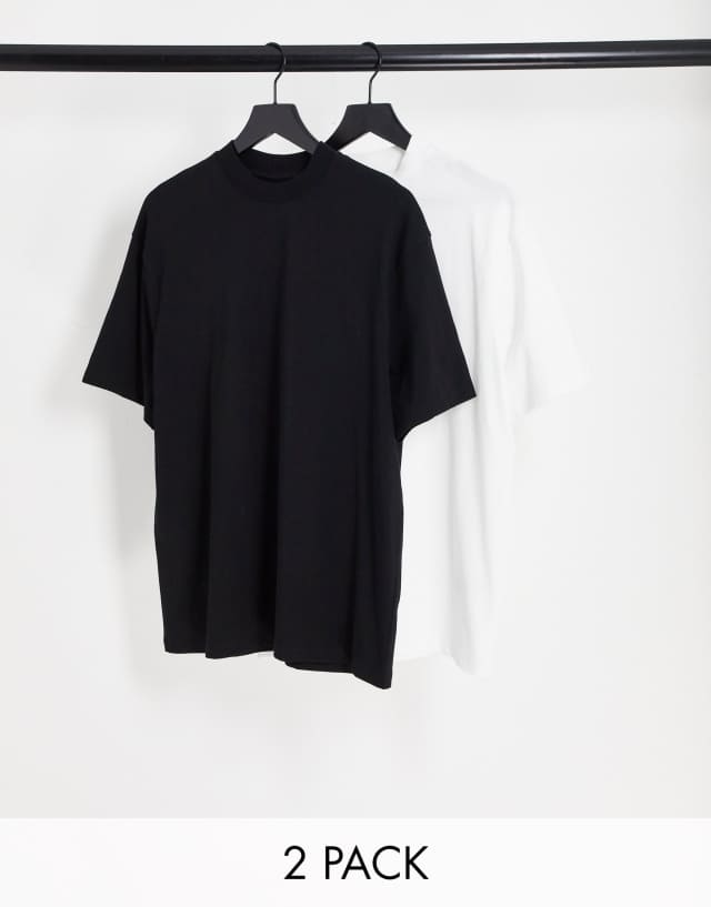 Topman 2 pack oversized t-shirt in white and black