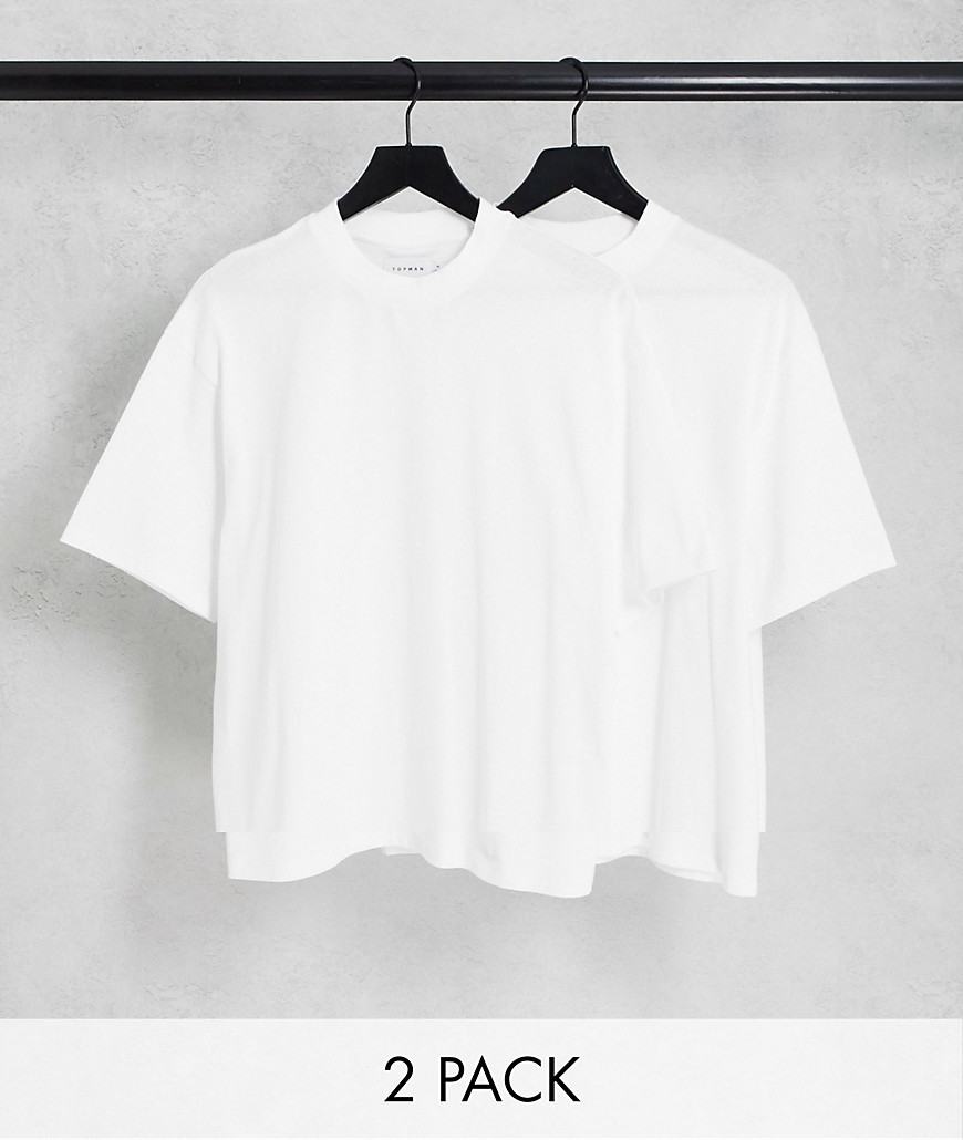 Topman 2 pack oversized t-shirt in white