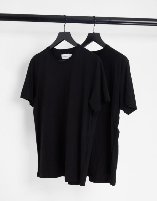 Topman 2 pack regular essentials t-shirt in black