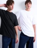 [Topman] Topman 2 pack regular fit t-shirt in black and white-Multi XS MULTI