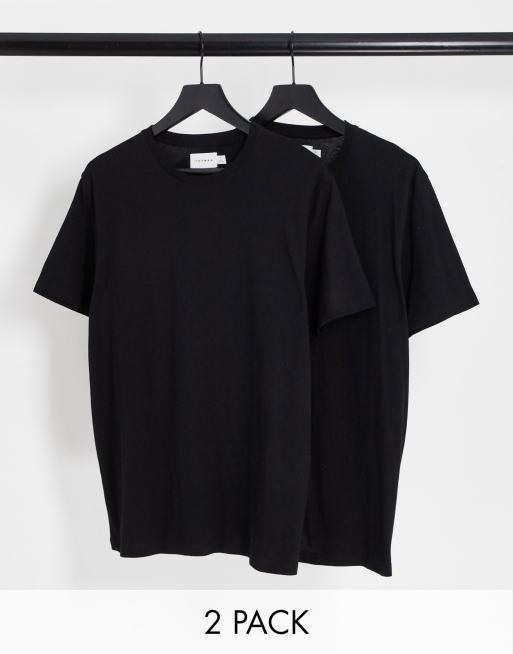Topman 2 pack regular t-shirt in black