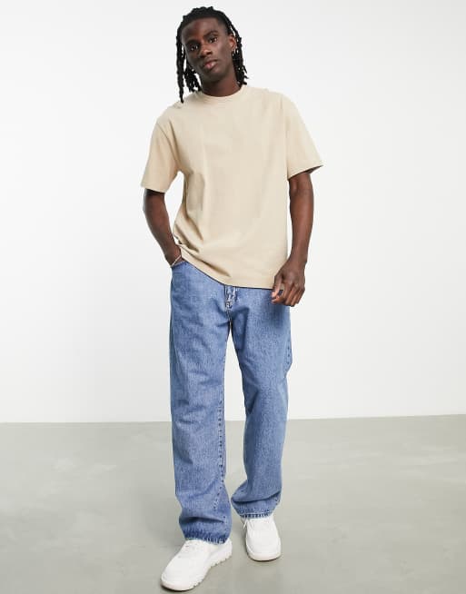 Topman 2 pack relaxed t-shirt in blue and stone, 3 of 4