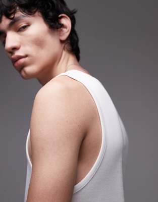 Topman 2 pack rib vest in white