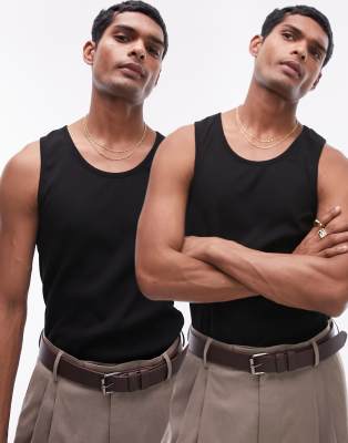 2-pack Regular Fit Tanks - Black - Men