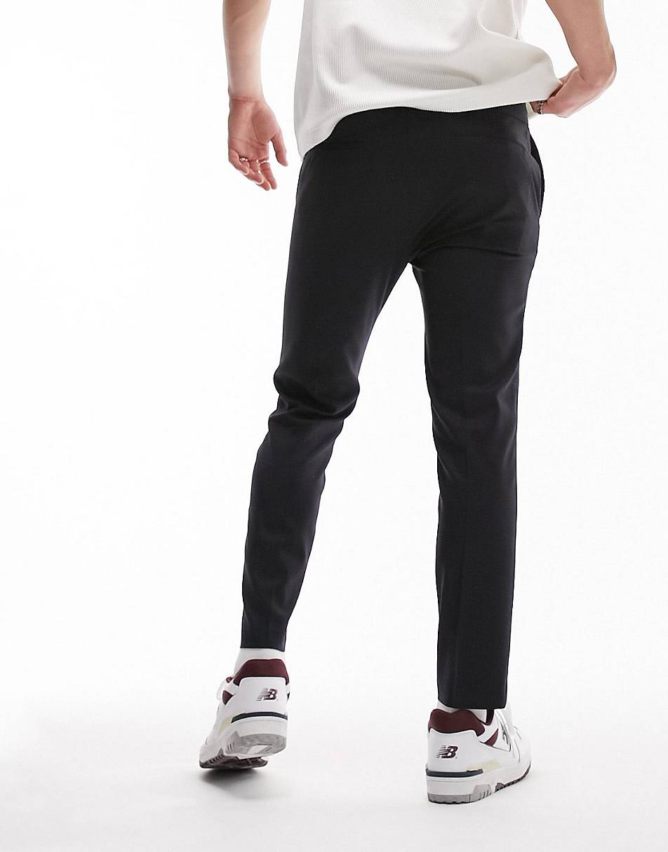Topman 2 pack smart trousers with elasticated waistband in black and ...