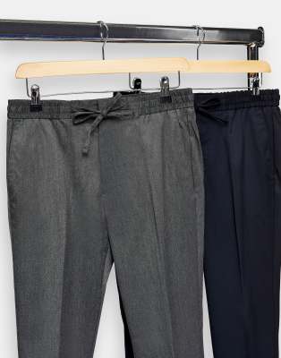 TOPMAN SKINNY 2 PACK SWEATPANTS IN CHARCOAL GRAY AND NAVY-MULTI