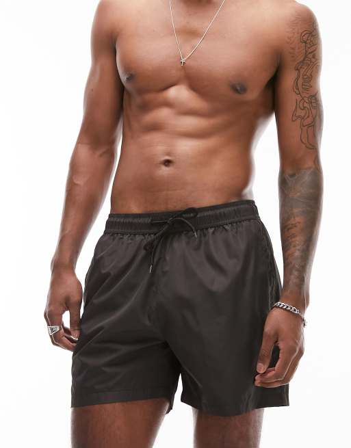 Topman swim shorts in black & khaki multipack