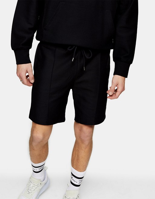 Topman 2 pack twill jersey shorts in black
