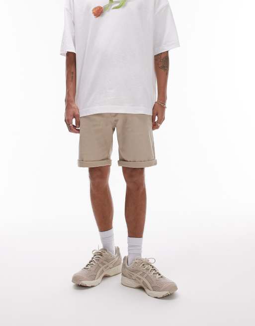 Topman – 2er-Pack eng geschnittene Chino-Shorts in Grau und Steinbeige, 2 von 5
