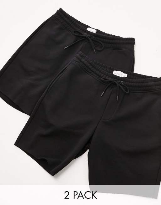 Topman – 2er-Pack klassische Shorts in Schwarz