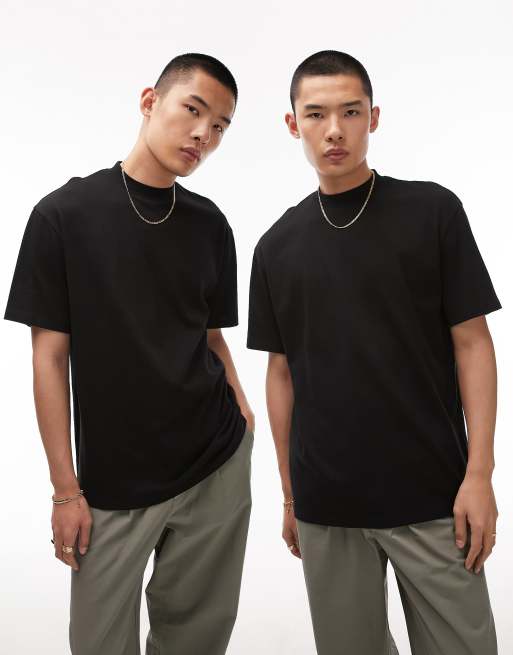Topman – 2er-Pack Oversize-T-Shirts in Schwarz