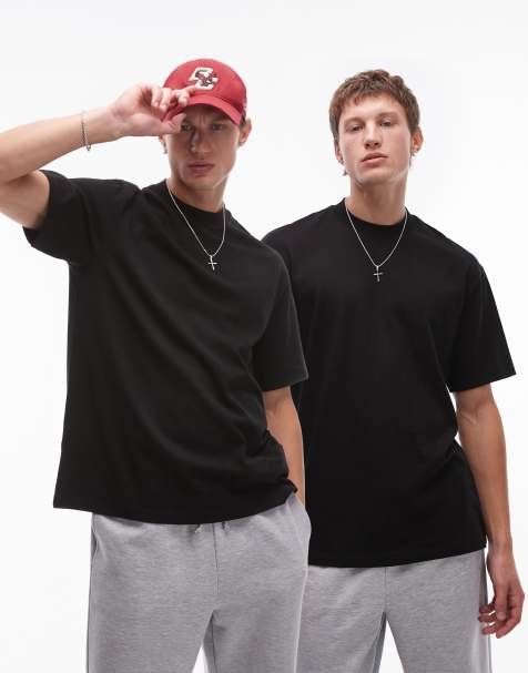 Topman – 2er-Pack Oversize-T-Shirts in Schwarz - view 1