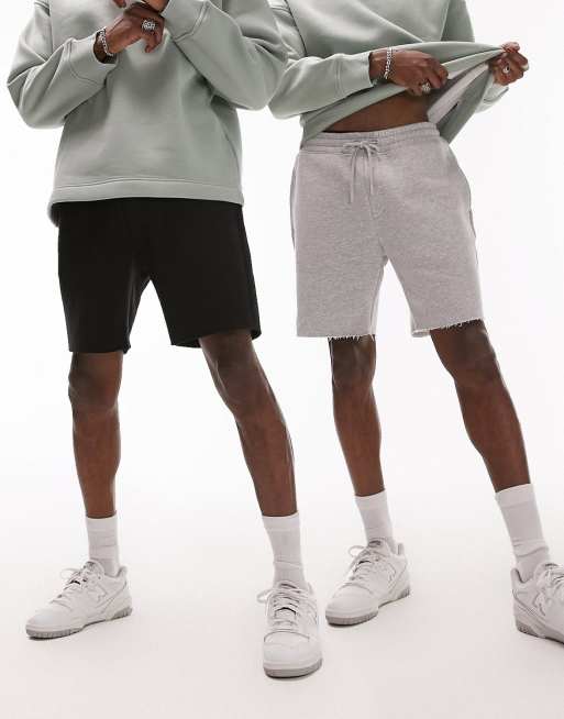 Topman – 2er-Pack Shorts in Schwarz und Grau meliert 