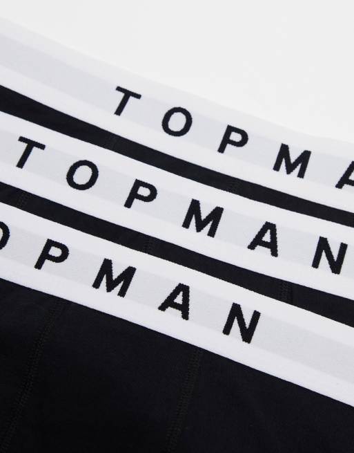 Topman 3 pack boxer briefs in black with white waistband | ASOS
