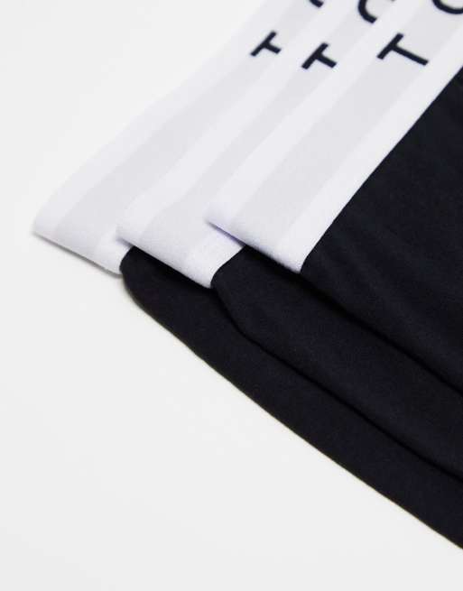 Topman 3 pack boxer briefs in black with white waistband | ASOS