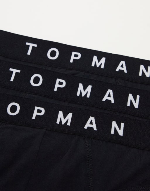 Topman 3 pack briefs in black with black waistband | ASOS