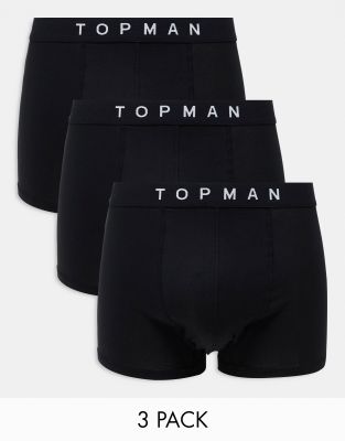 Topman 3 Pack Briefs In Black With Black Waistbands-multi