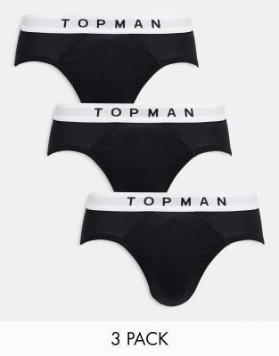 3 pack briefs in black with white waistbands-Multi