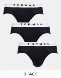 [Topman] Topman 3 pack briefs in black with white waistbands-Multi M MULTI